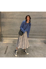 Plaid Midi Student Skirt