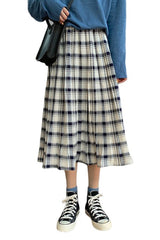 Plaid Midi Student Skirt