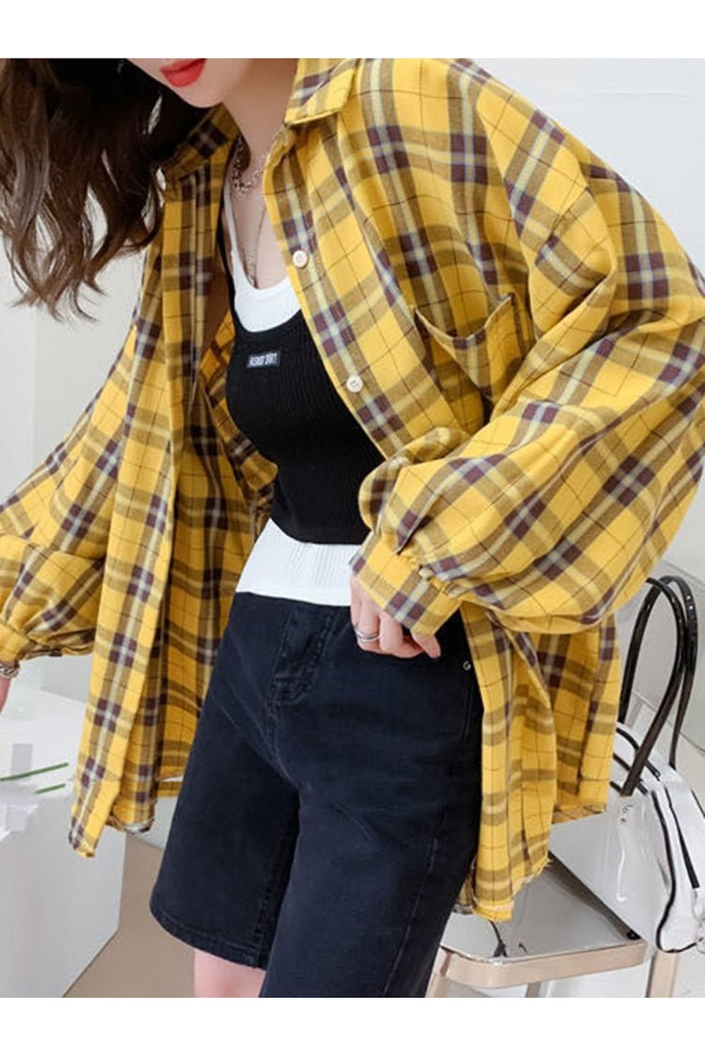 Plaid Oversize Loose Shirt