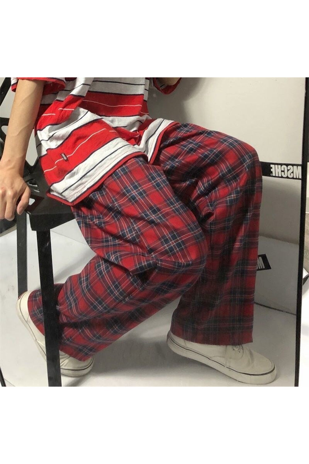 Plaid Oversized Wide Leg Pants