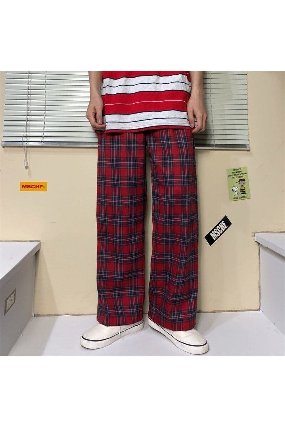 Plaid Oversized Wide Leg Pants