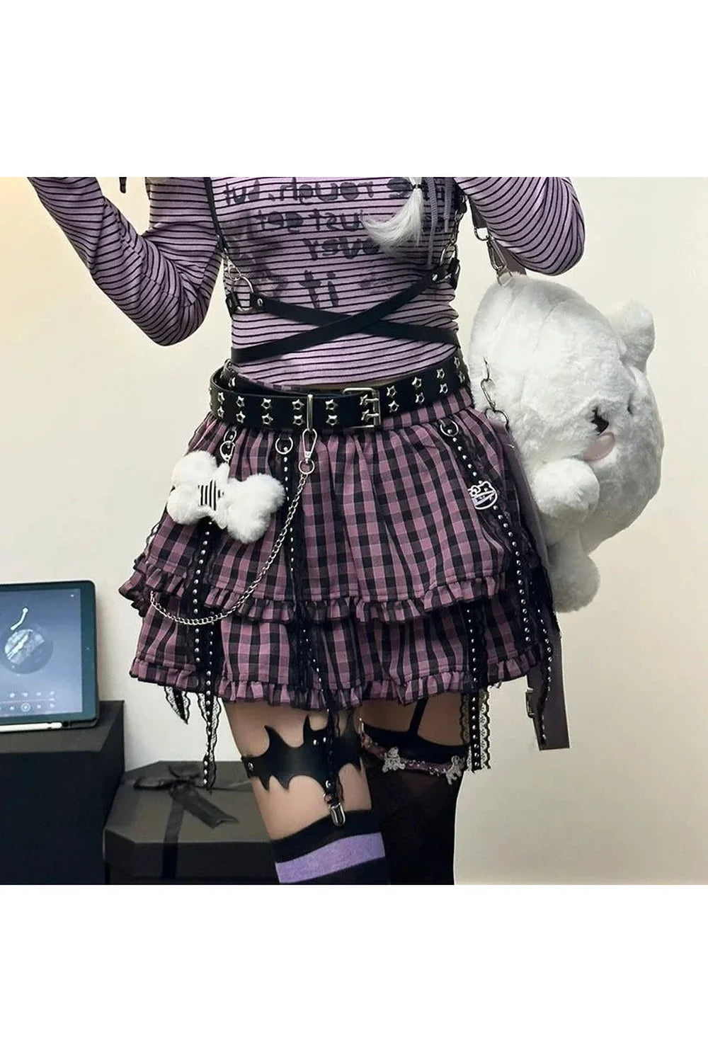 Plaid Punk Chain Skirt