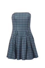 Plaid Strapless Skater Dress