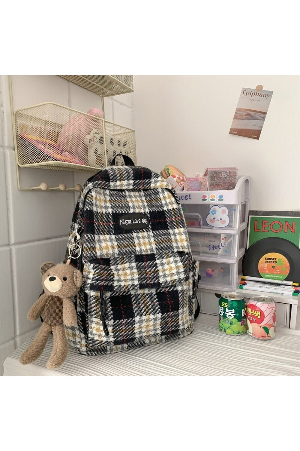 Plaid Woollen Cloth Backpack