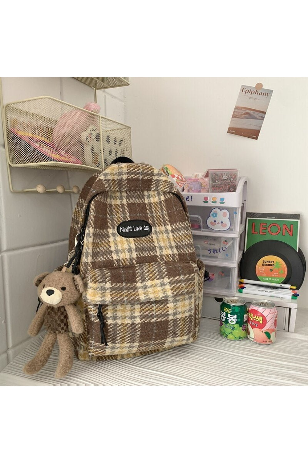 Plaid Woollen Cloth Backpack