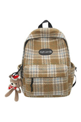 Plaid Woollen Cloth Backpack