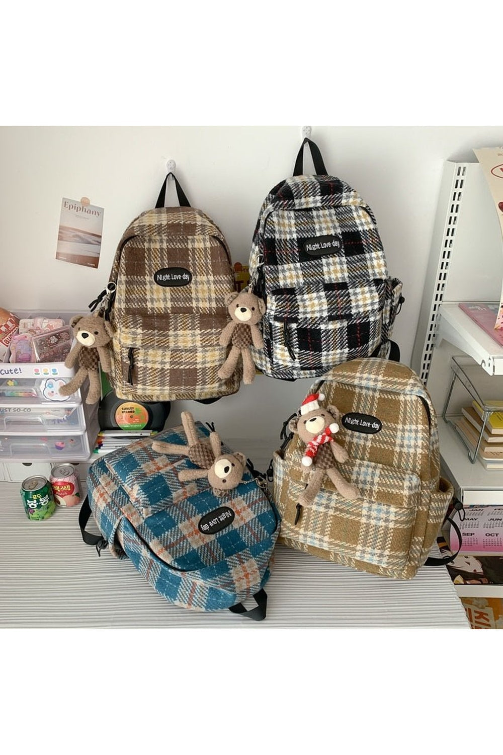 Plaid Woollen Cloth Backpack