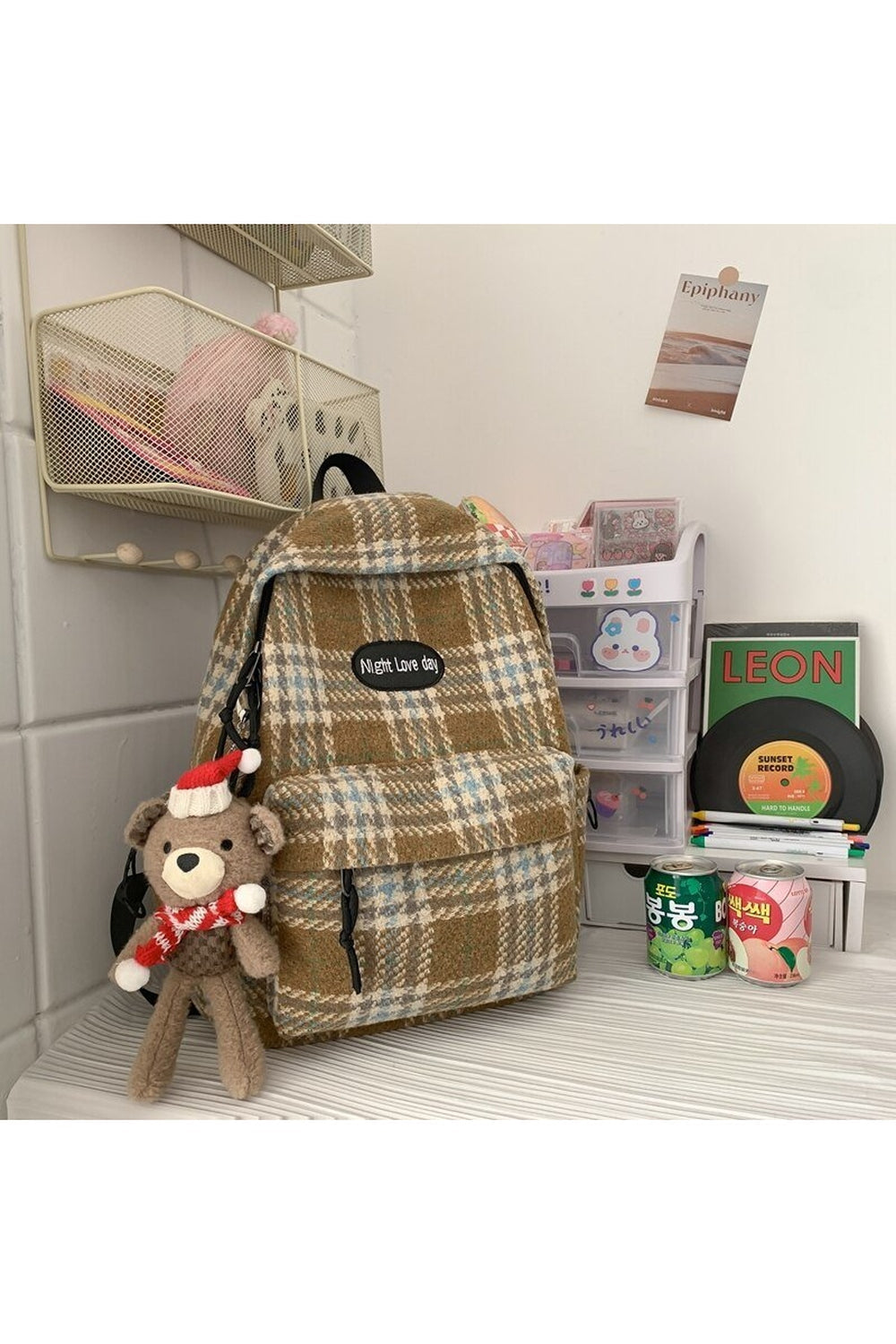 Plaid Woollen Cloth Backpack