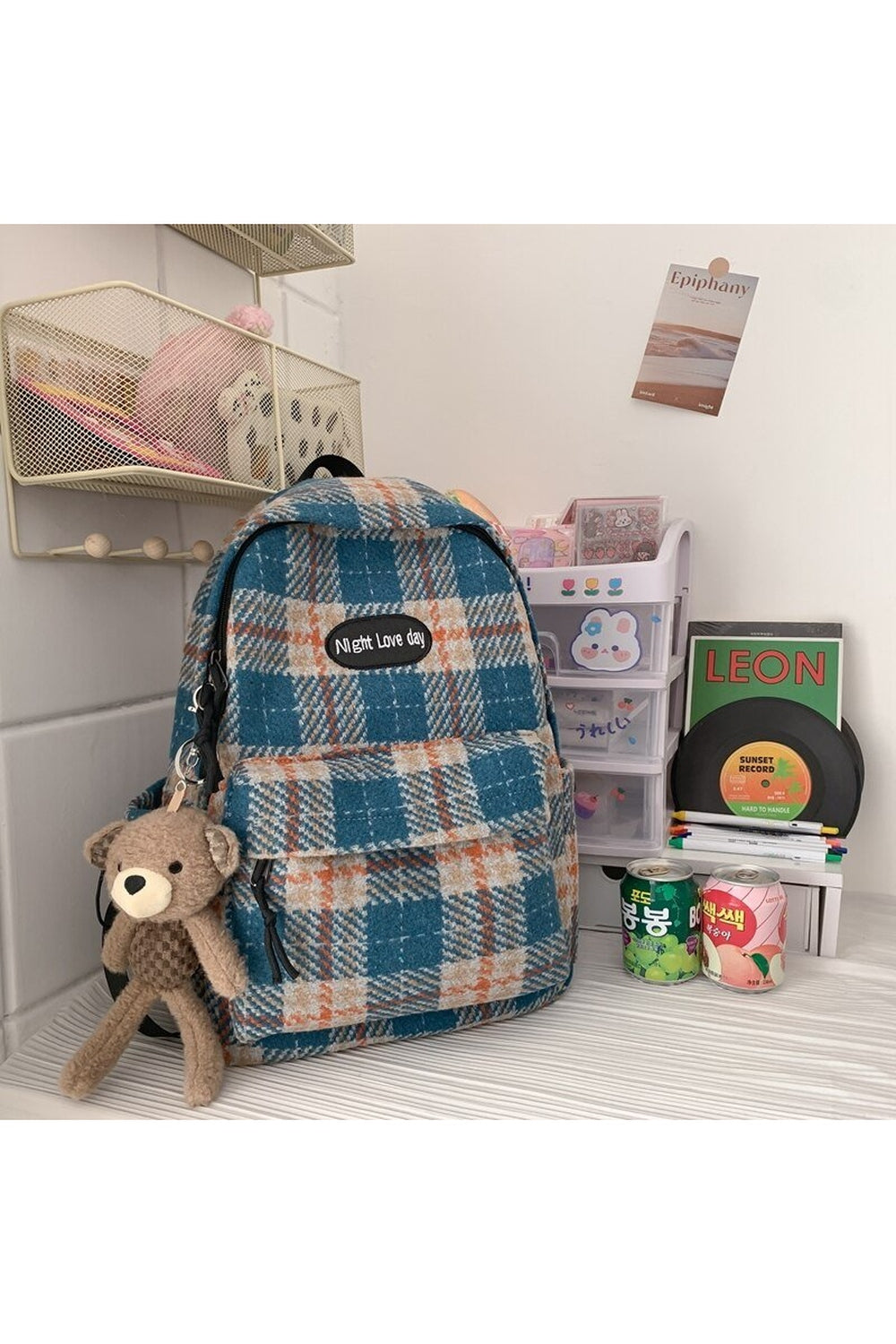 Plaid Woollen Cloth Backpack