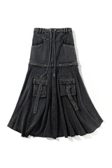 Pocket Baggy Denim Skirt