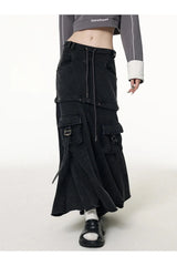 Pocket Baggy Denim Skirt