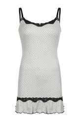 Polka Dot Lace-Trim Slip Dress