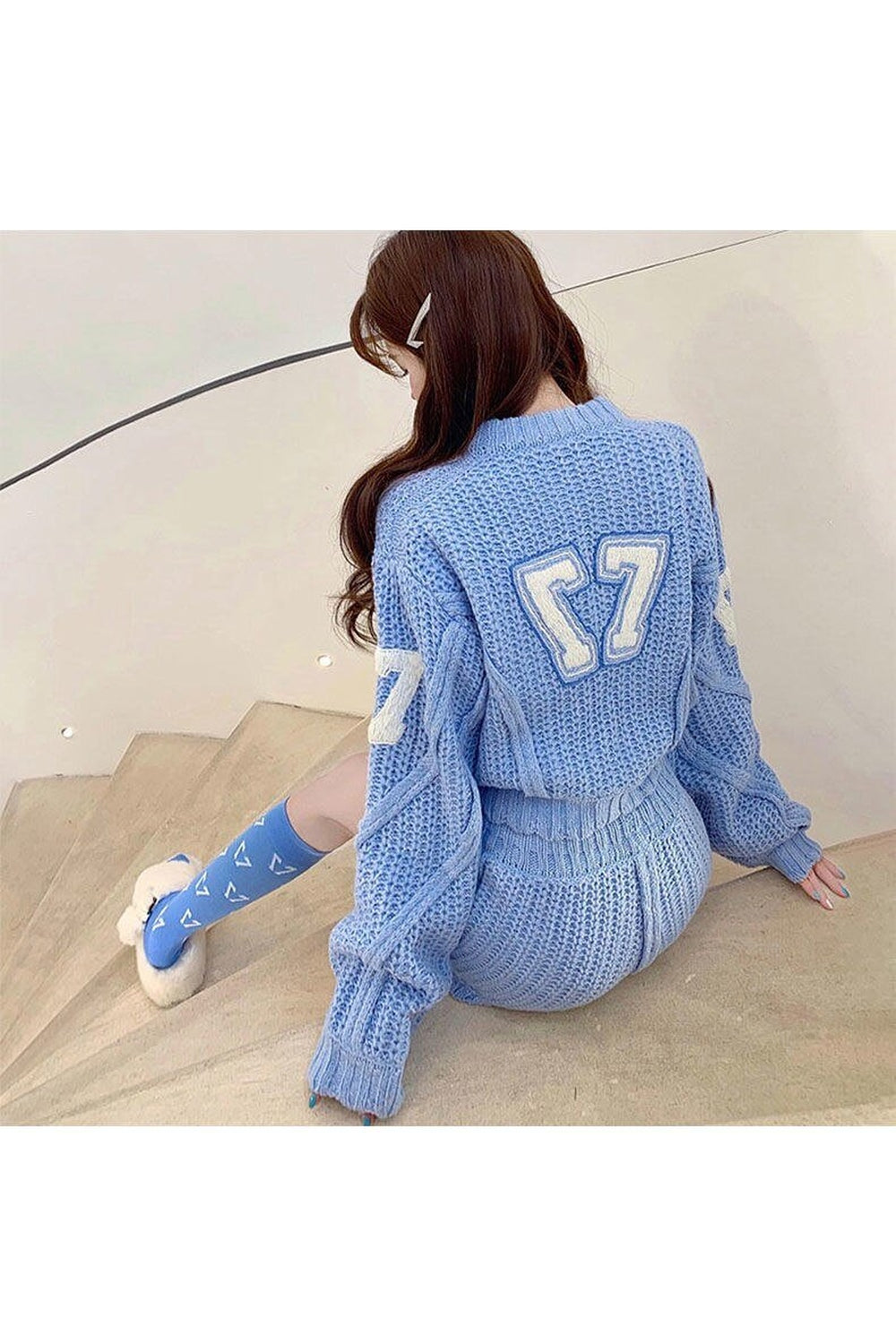 Preppy Girls Knit Tracksuit