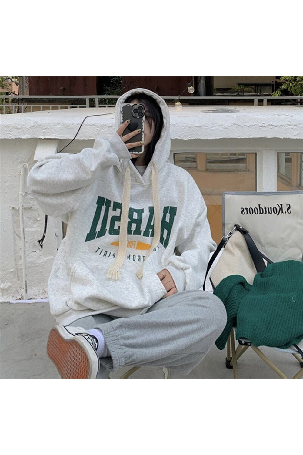 Preppy Hoodies für den Herbst mit Fronttaschen