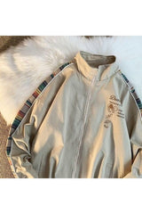 Fall Preppy jacket vintage zipper coat