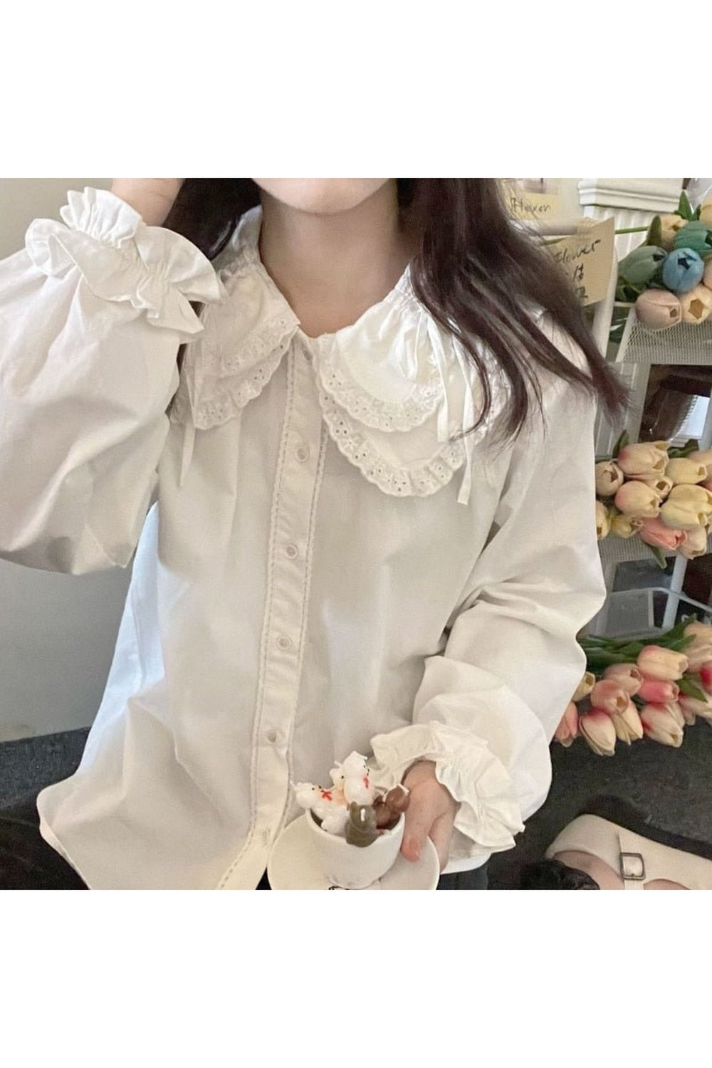 Preppy Lace Button Up Blouse