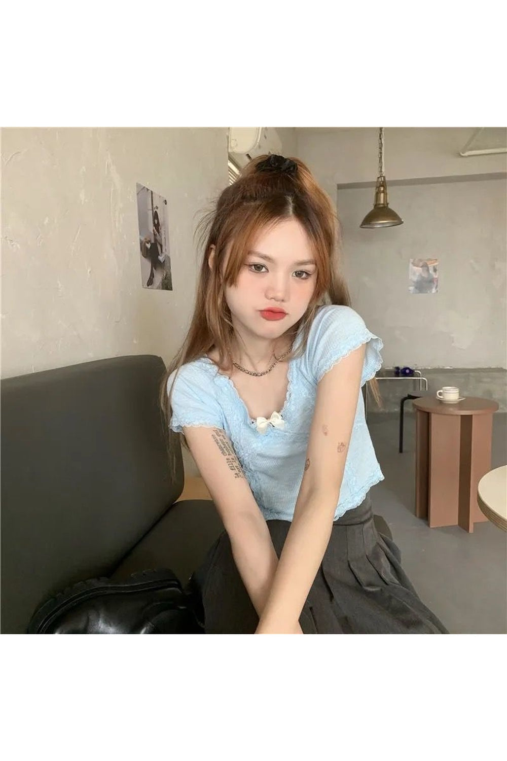Preppy Crop Top aus Spitze