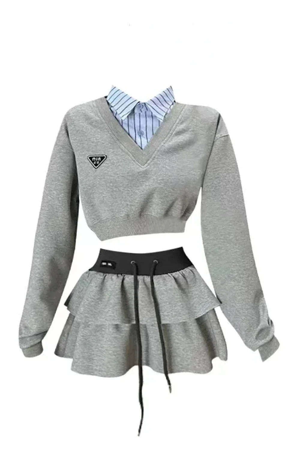 Preppy Lagen-Rüschenrock-Set