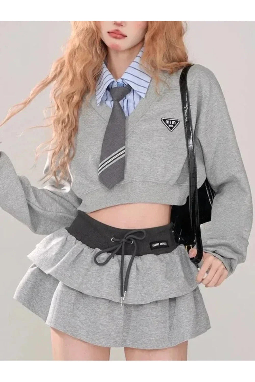 Preppy Lagen-Rüschenrock-Set