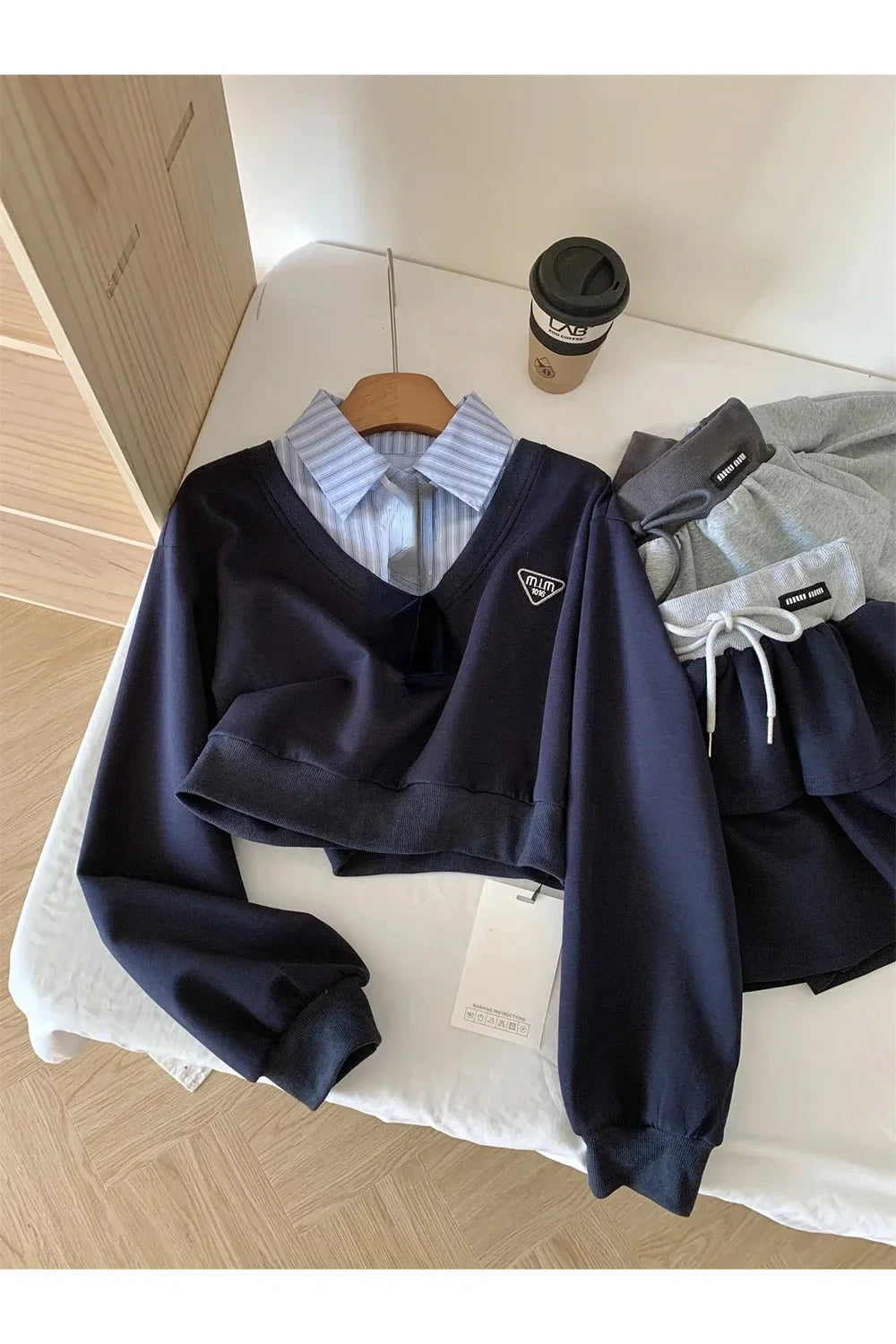 Preppy Lagen-Rüschenrock-Set
