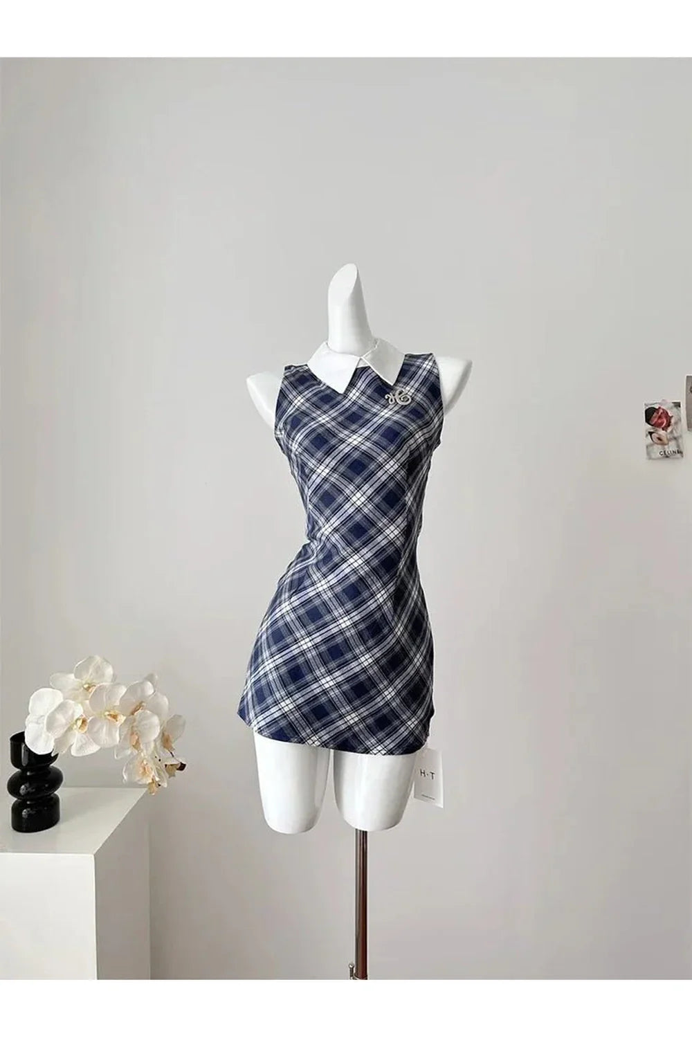 Preppy Plaid Collared Mini Dress