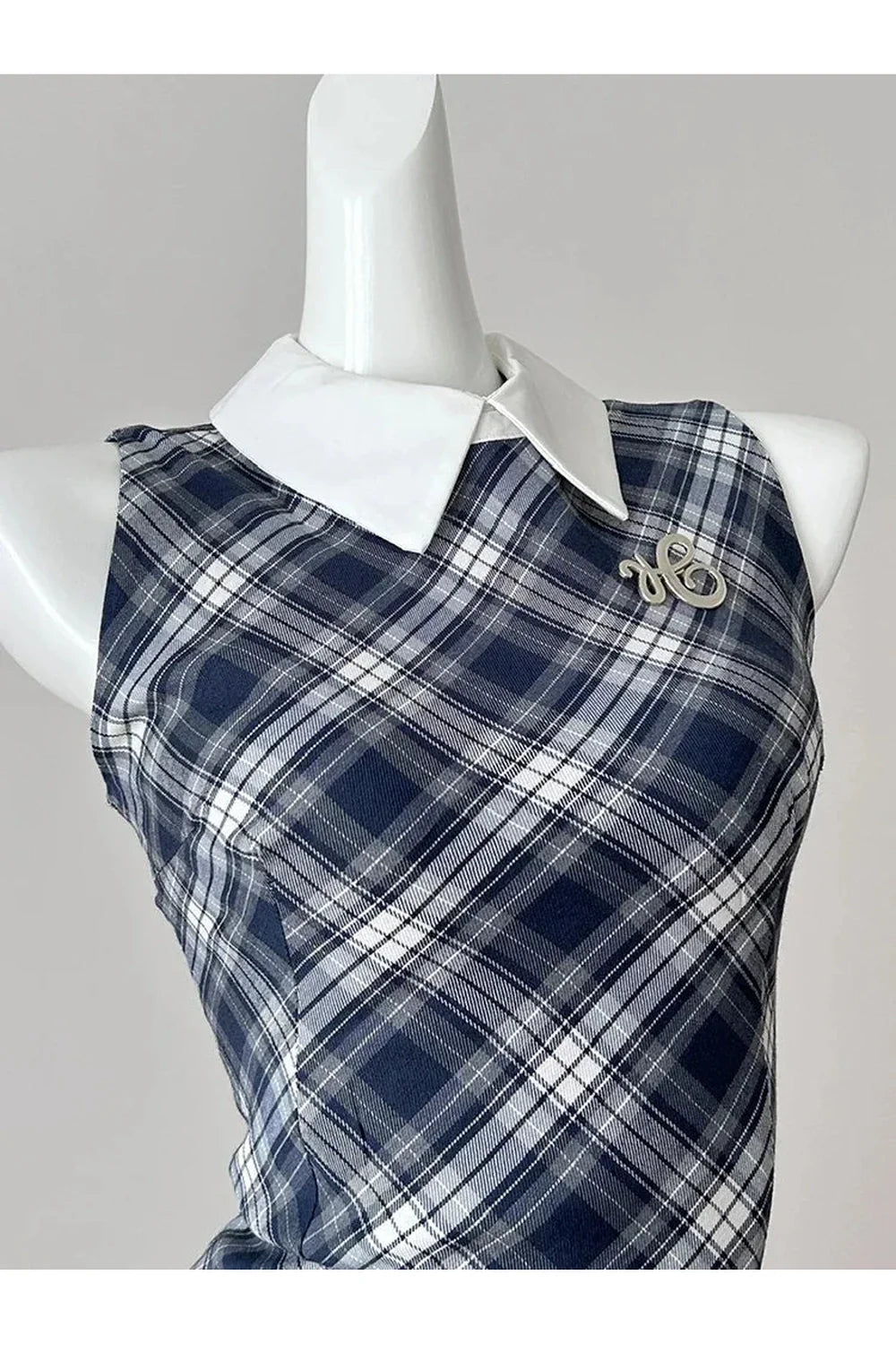 Preppy Plaid Collared Mini Dress