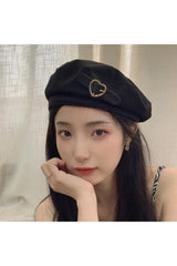 Preppy PU Leather Beret Hat