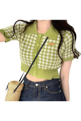 Preppy Style Plaid Crop Top