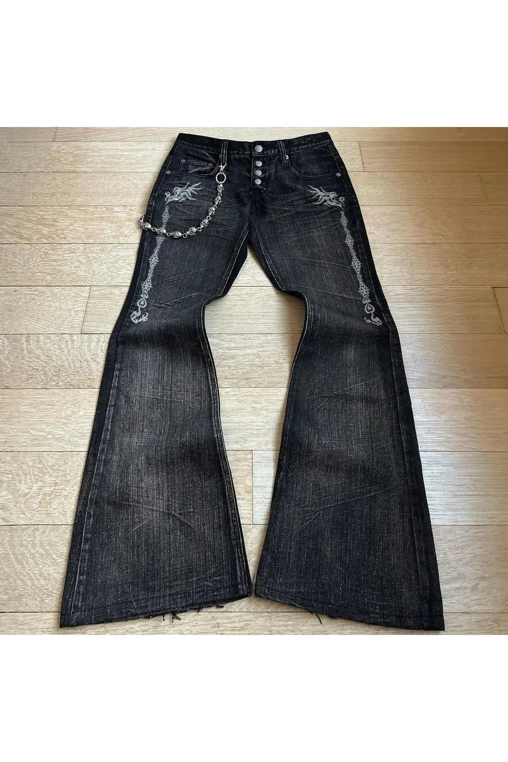 Fall Punk Hole Wide Jeans