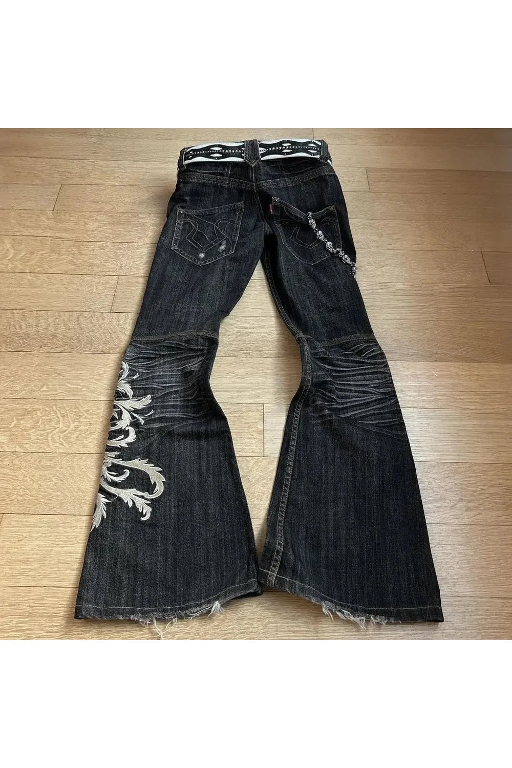 Fall Punk Hole Wide Jeans