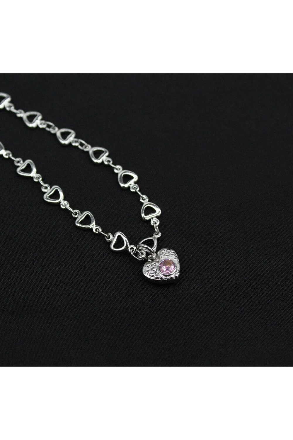 Collier punk rose avec cœur d'amour