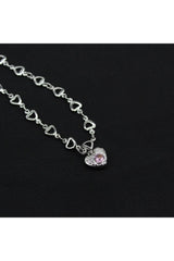 Collier punk rose avec cœur d'amour