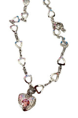 Collier punk rose avec cœur d'amour