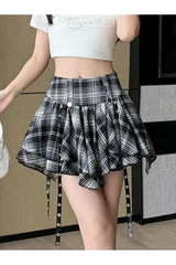 Punk Plaid Layered Skirt