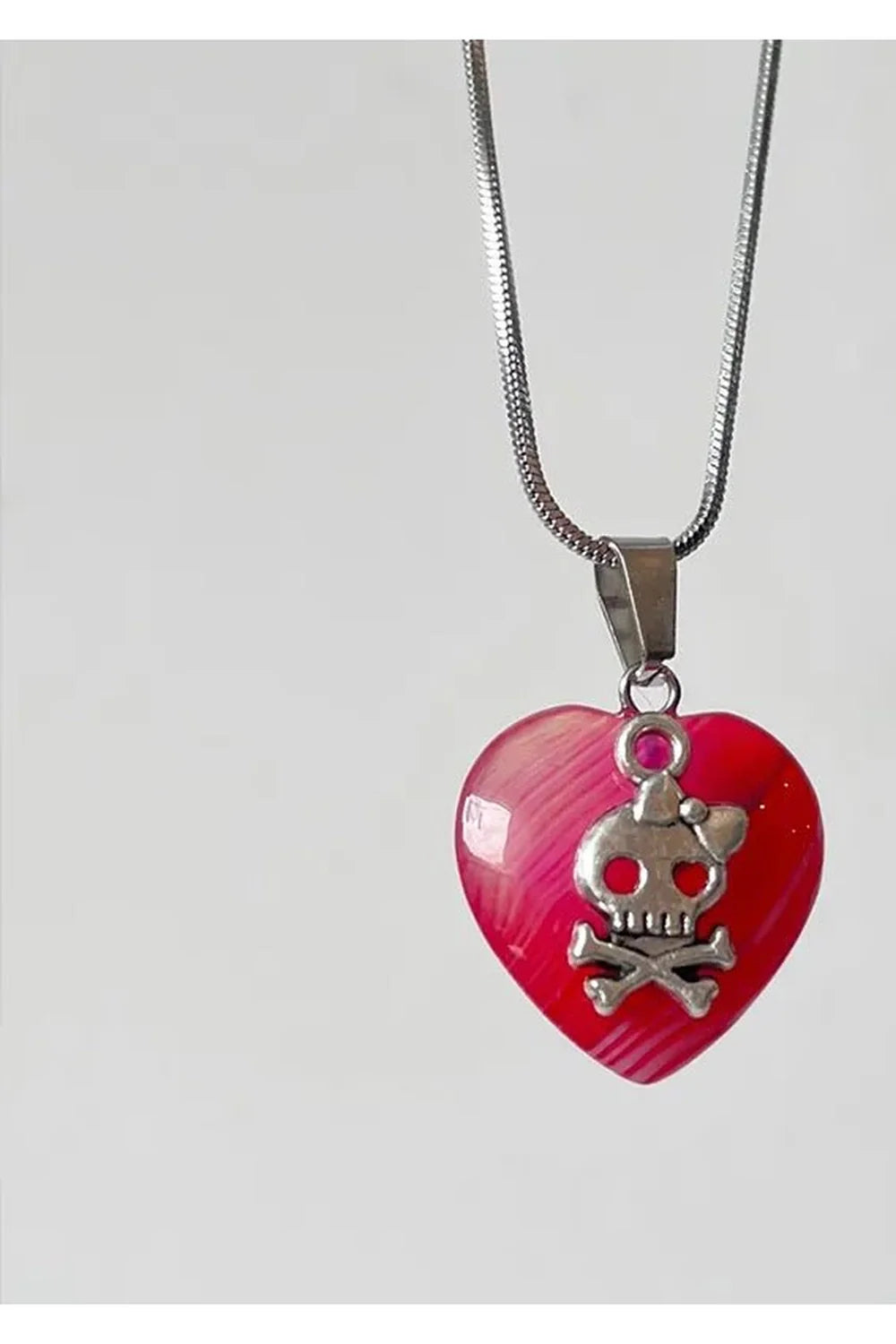 Punk Skull Heart Pendant Necklace