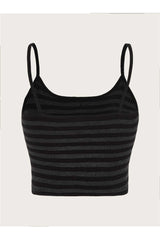 Punk Striped Button Cami Crop Top