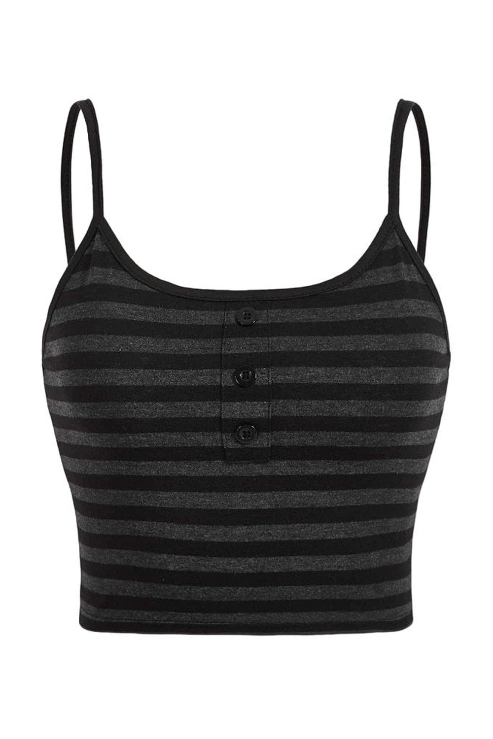 Punk Striped Button Cami Crop Top