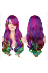 Rainbow Colorful Long Curly Wig