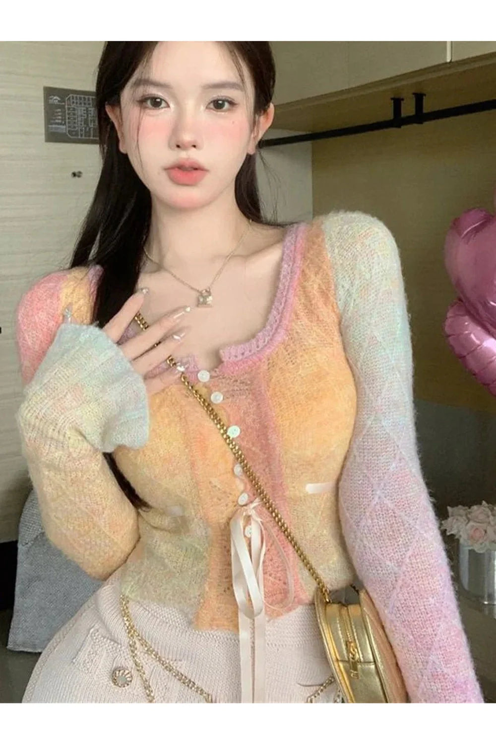 Fall Rainbow Gradient Lace Cardigan