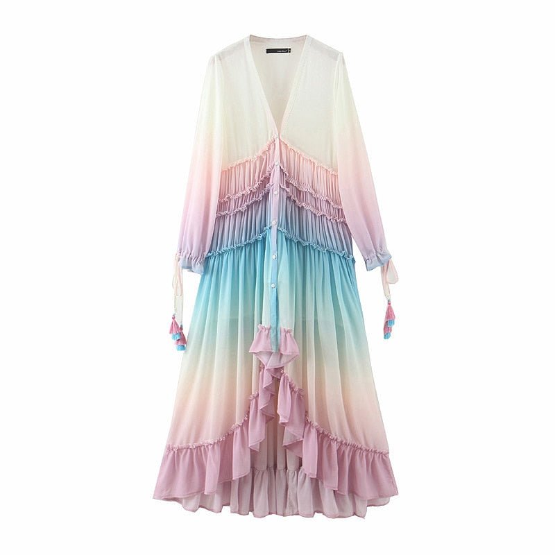 Rainbow high low dress