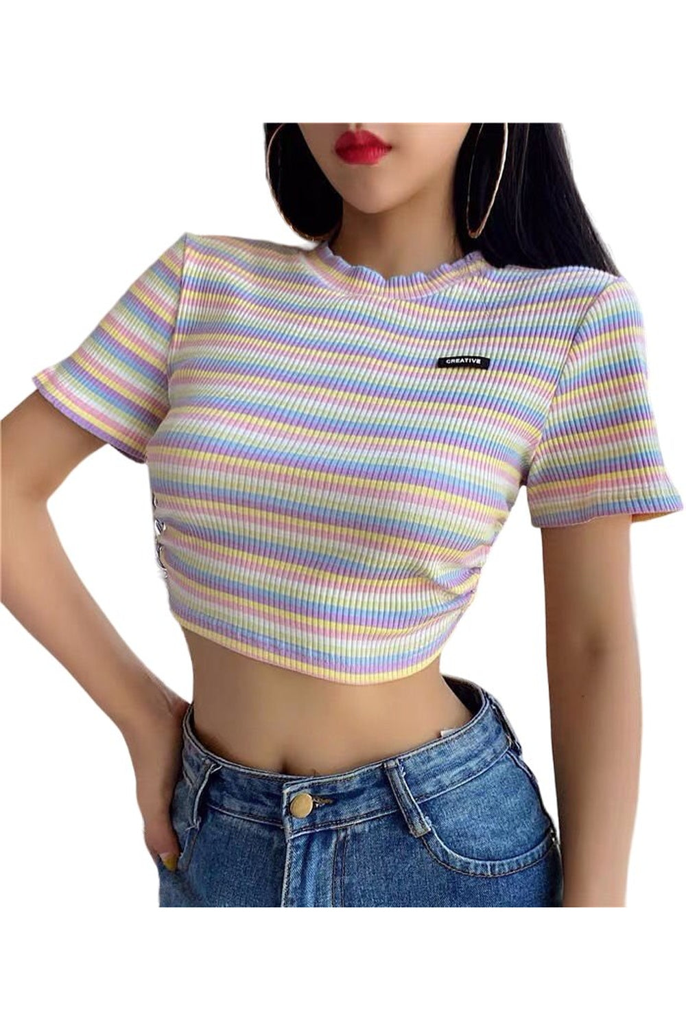 Rainbow Print Crop Top