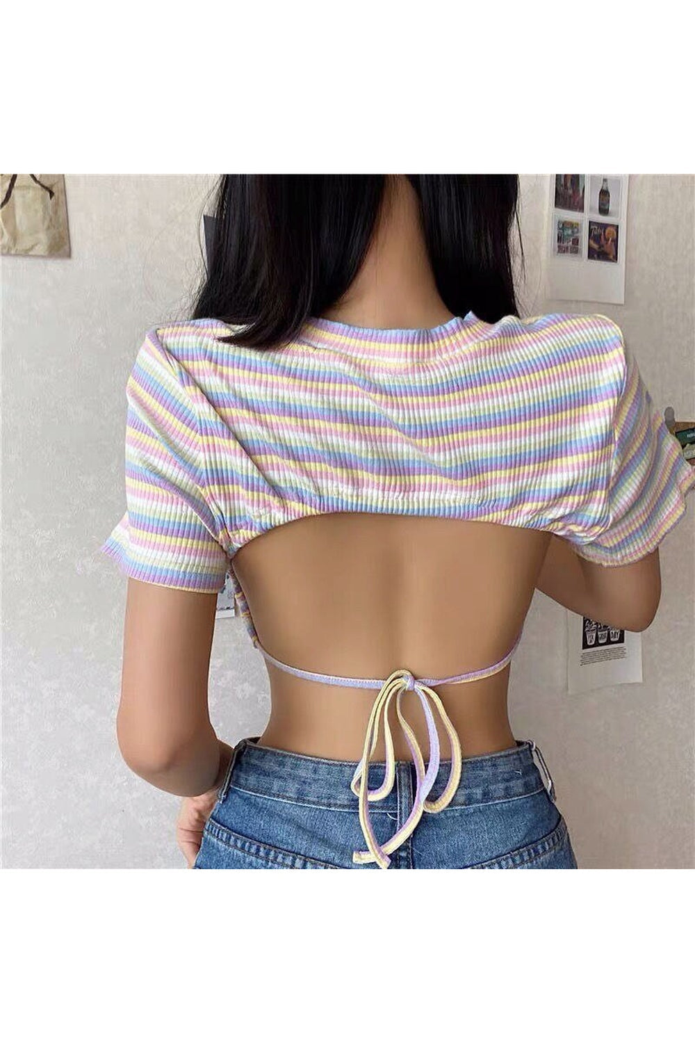 Rainbow Print Crop Top