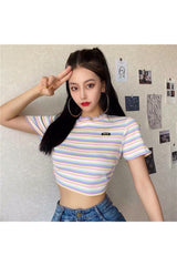 Rainbow Print Crop Top