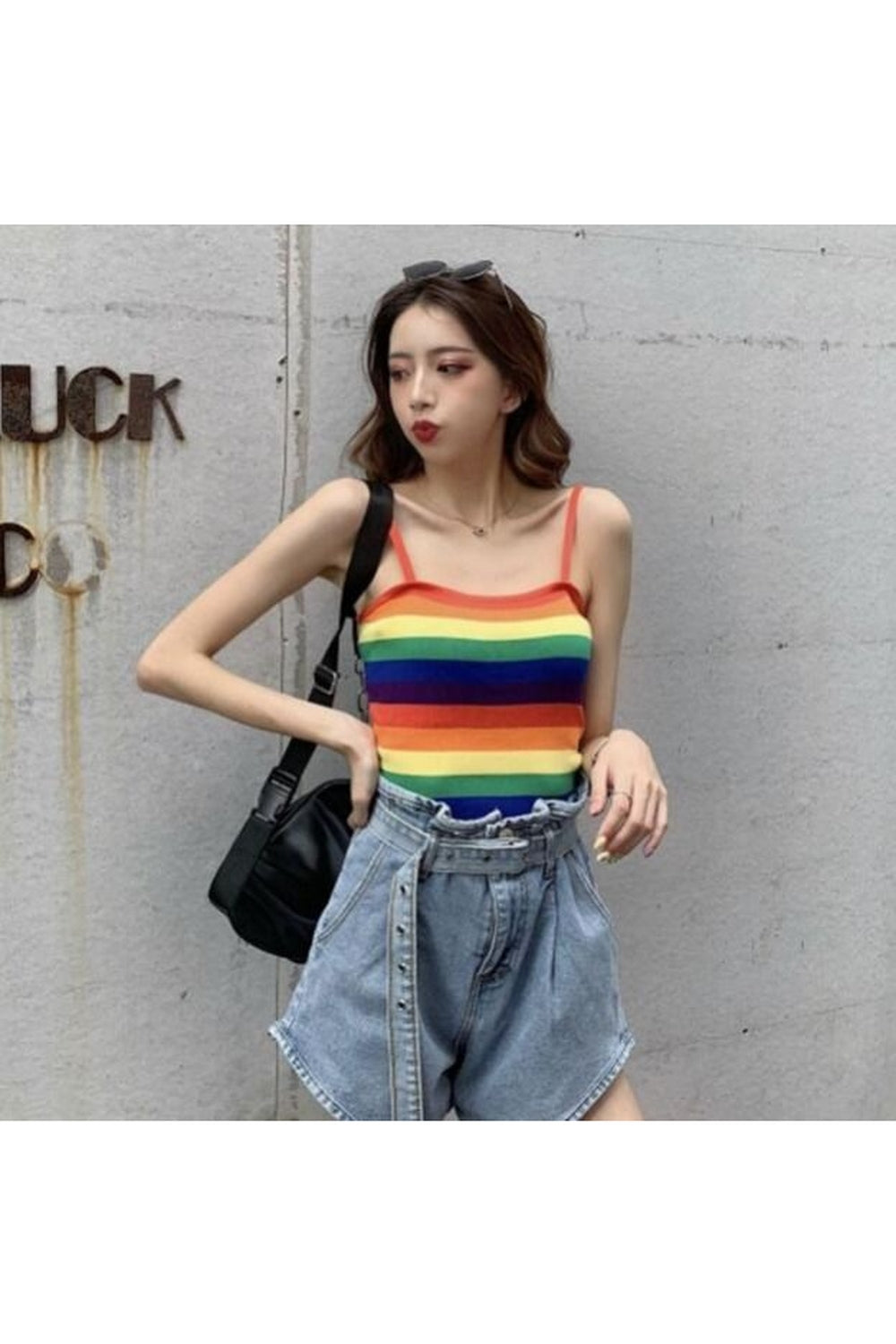 Rainbow Striped Crop Top