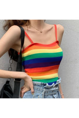 Rainbow Striped Crop Top