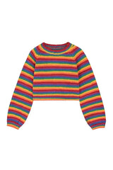 Rainbow Stripes Cropped Sweater