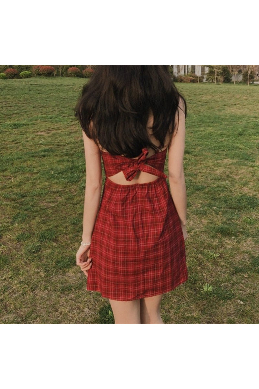 Red Plaid Retro Dress