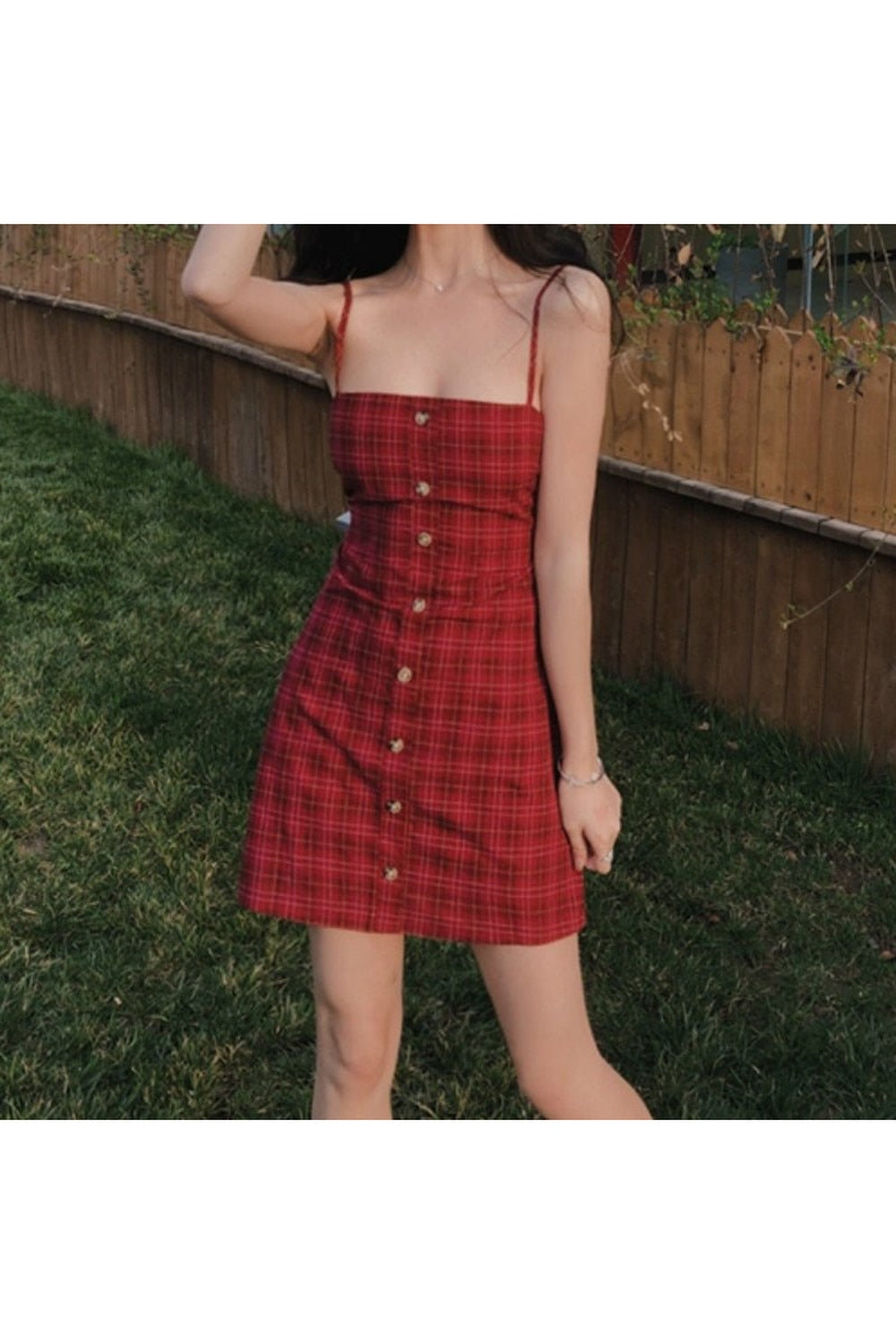 Red Plaid Retro Dress