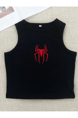 Red Spider Embroidered Crop Top