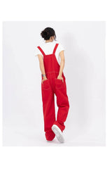 Fall Red Suspender Jeans